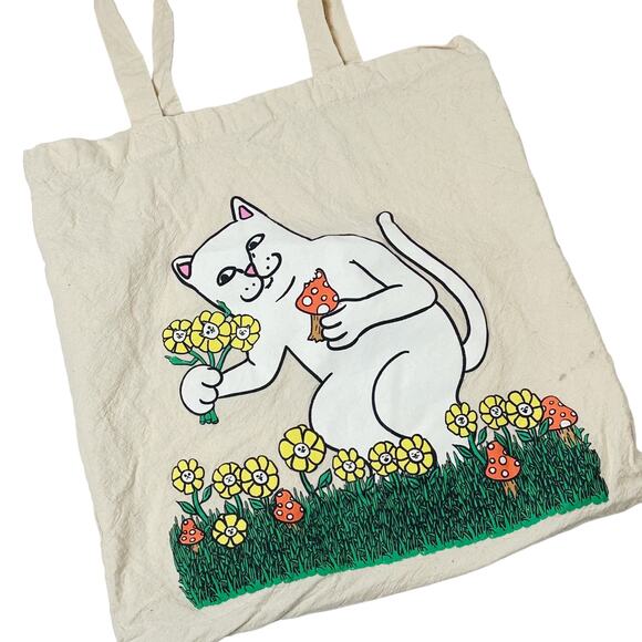 Rip N Dip Canvas Tote Bag Streetwear Cat Mushroom Los Angeles Unisex Shoulder - Picture 1 of 4